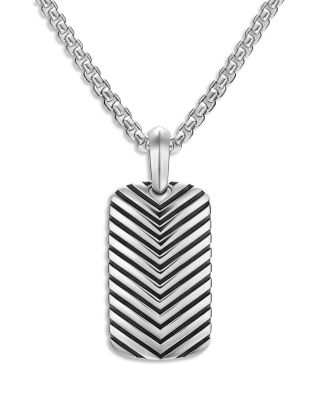 Men's Chevron Tag in Sterling Silver, 27mm