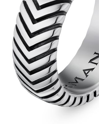 Men's Chevron Band Ring in Sterling Silver, 8mm