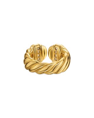 Sculpted Cable Open Cocktail Ring in 18K Yellow Gold with Diamonds, 12.4mm