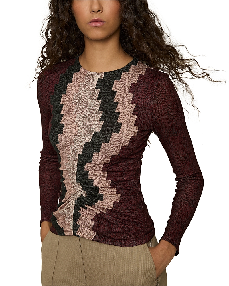 Reiss Womens Gianna Abstract-pattern Lyocell-blend Top Burgundy In Burgundy