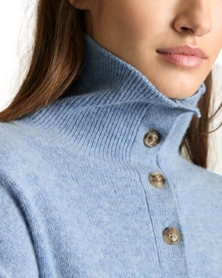 Ava Wool Blend Open Neck Button Knit Sweater
