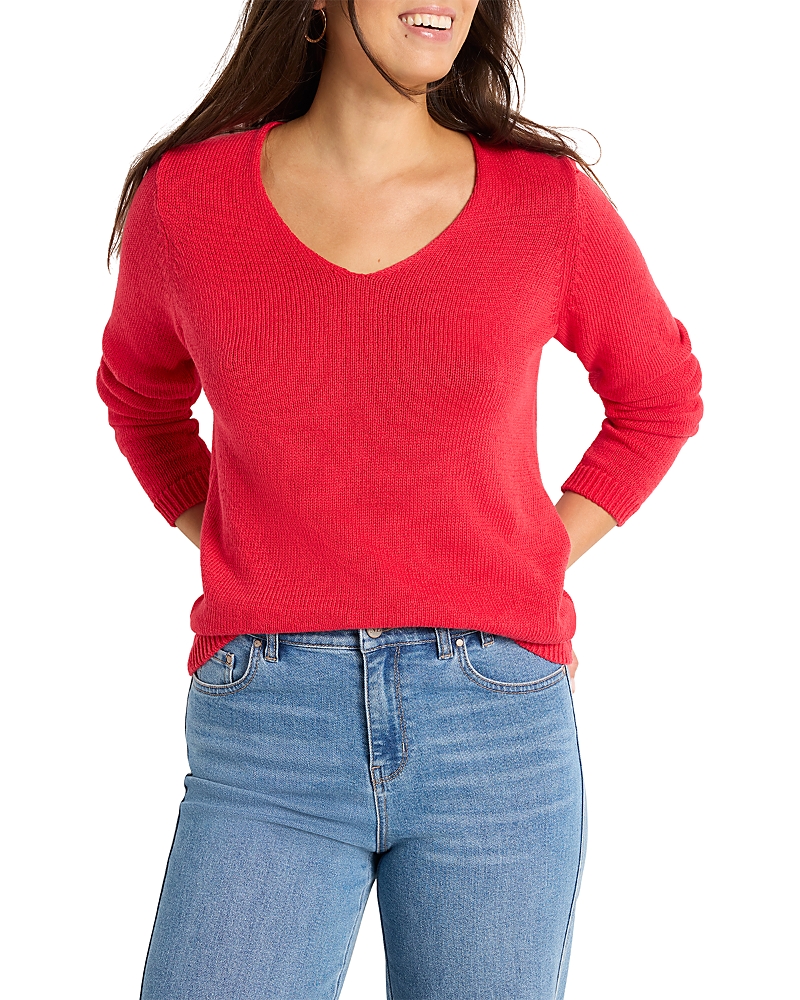 Nic+Zoe Cotton Cord Soft V Neck Sweater