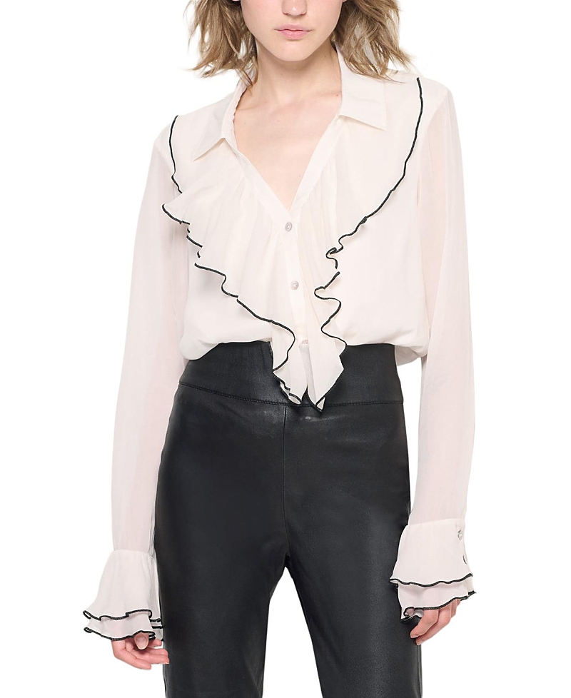 As By Df Nina Ruffle-trim Blouse In Buttercream