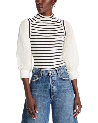 Derek Lam 10 Crosby - Tirza Mixed Media Sweater Top