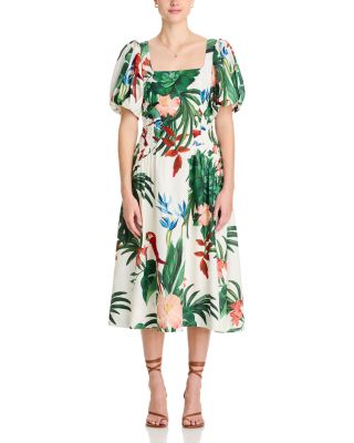 Midnight Macaw Linen Blend Fiesta Dress