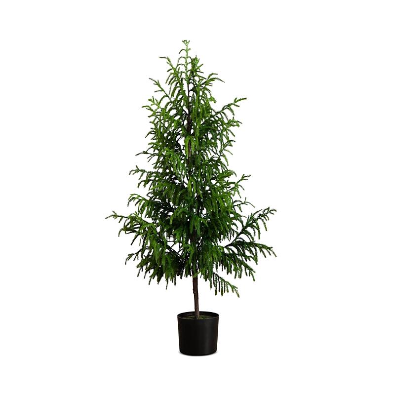 Nearly Natural Artificial Norfolk Pine 5 Foot Potted Pine Christmas Tree In Green
