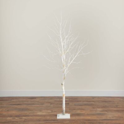 6&#39; Pre Lit Artificial White Birch Tree with 90 White LED Lights