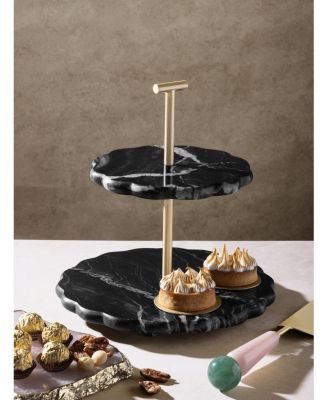 Concorde Black Marble Two-Tier Cake Stand