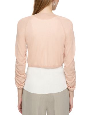 Ruched Sleeve Cropped Cardigan
