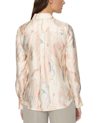 Silk Scottie Abstract Print Blouse