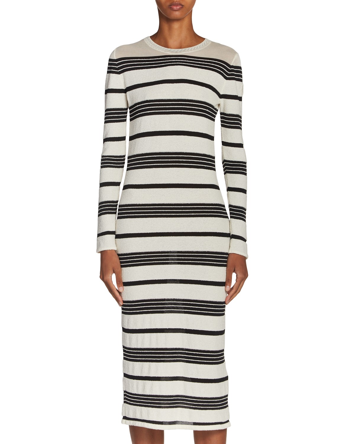 Moncler Striped Midi Dress in Dark Gray