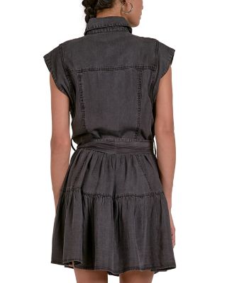 Chambray Collared Button Front Mini Dress