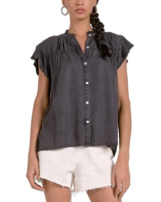 Elan - Chambray Ruched Shirt