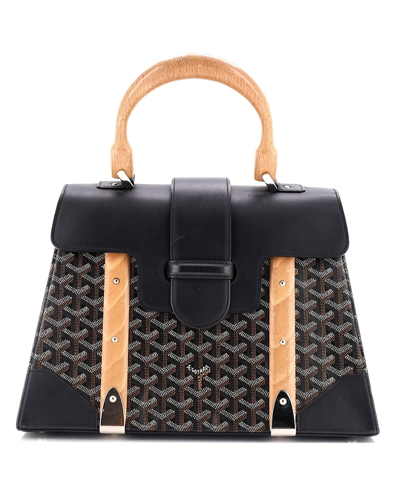 Pre-owned Pre-owned Goyard Goyard Mm Saigon Top Handle Bag Coated Canvas With Leather In Black