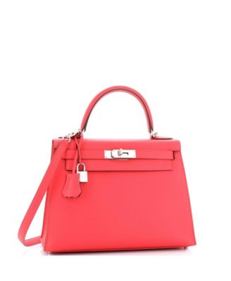 Kelly 28 Handbag Pink Epsom with Palladium Hardware