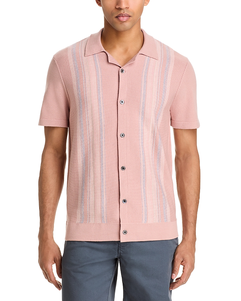 Rails Silas Stripe Knit Cotton Blend Camp Shirt In Rose Multi