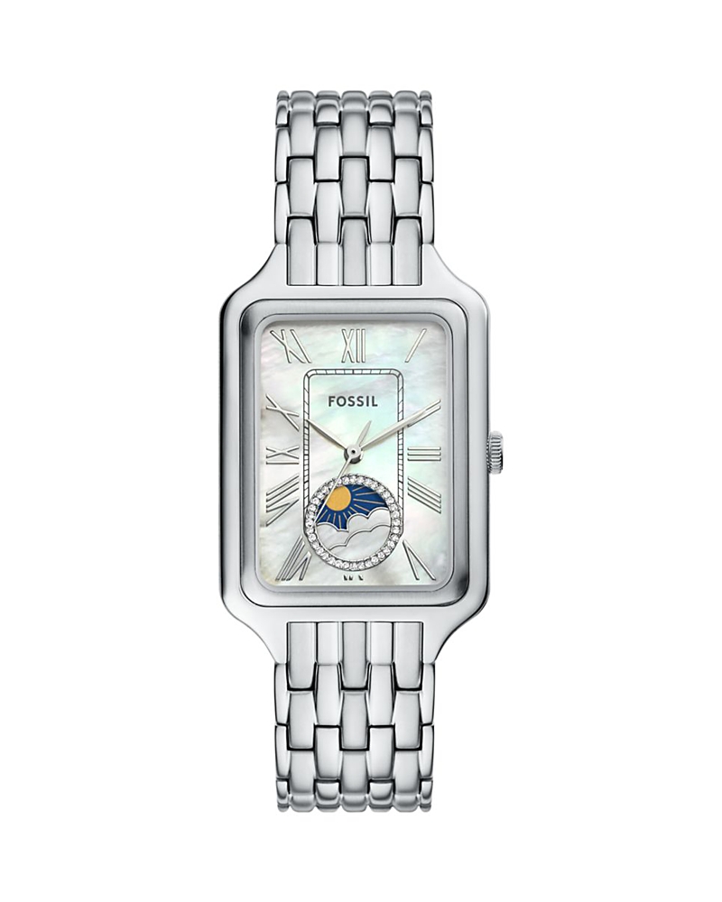 Fossil Raquel Sun & Moon Watch, 28mm X 45mm In Mother Of Pearl/silver