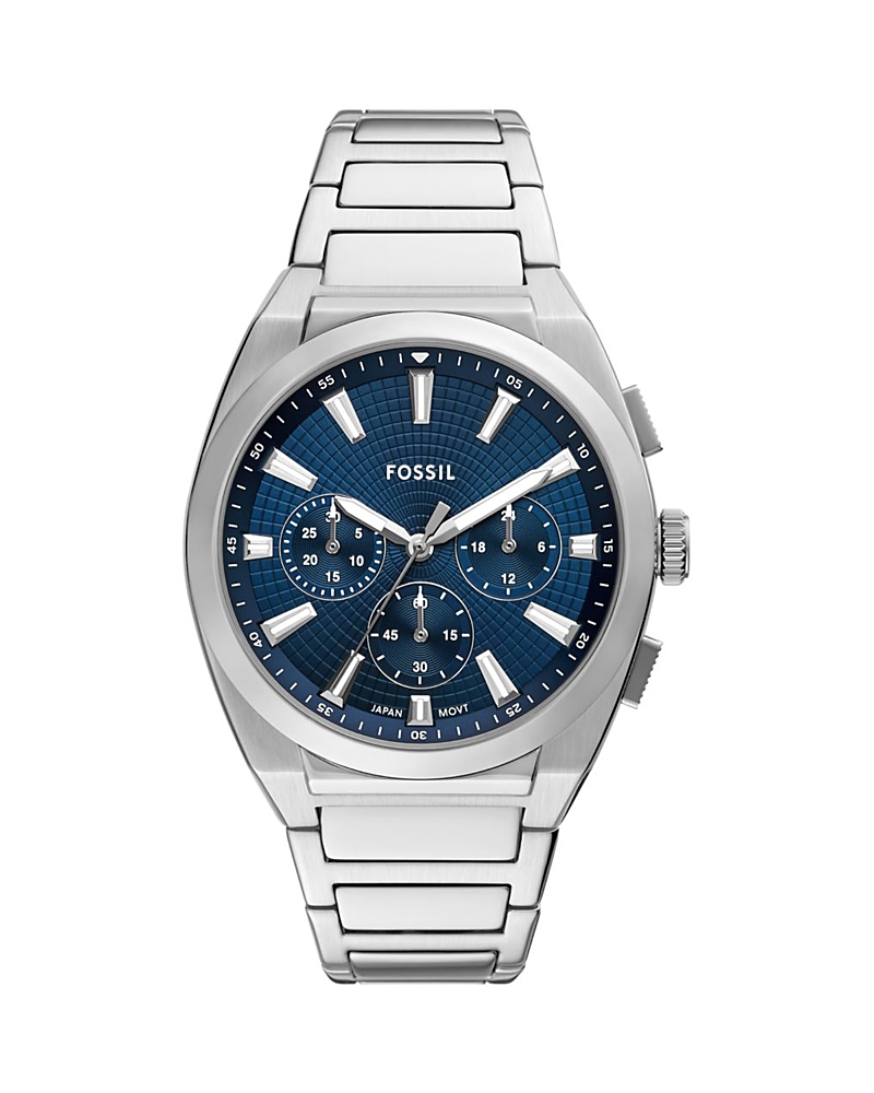 Fossil Men's Everett Chronograph Blue Dial Watch In Navy/silver