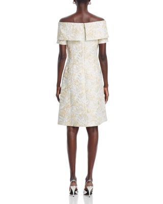 Metallic Jacquard Off-the-Shoulder Dress