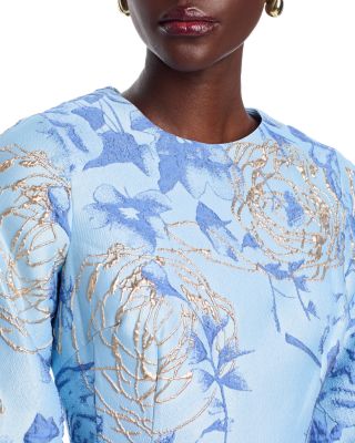 Metallic Floral Jacquard Dress