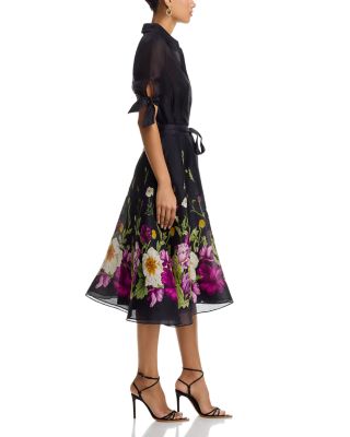 Floral Border Print Shirt Dress