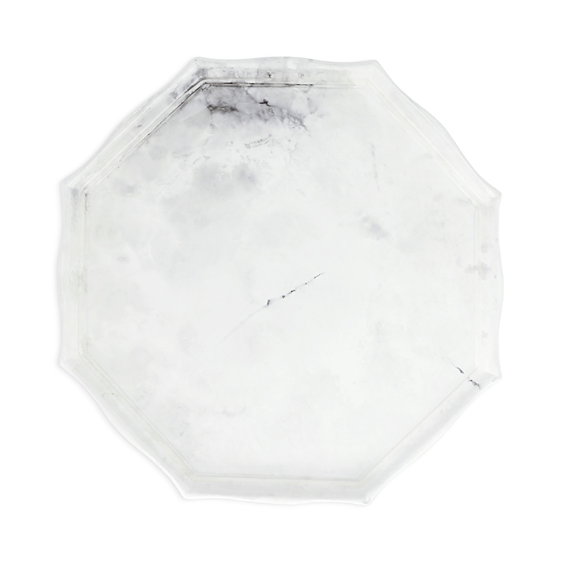 Vietri Florentine Wooden Accessories Marble Look Octagonal Tray In White