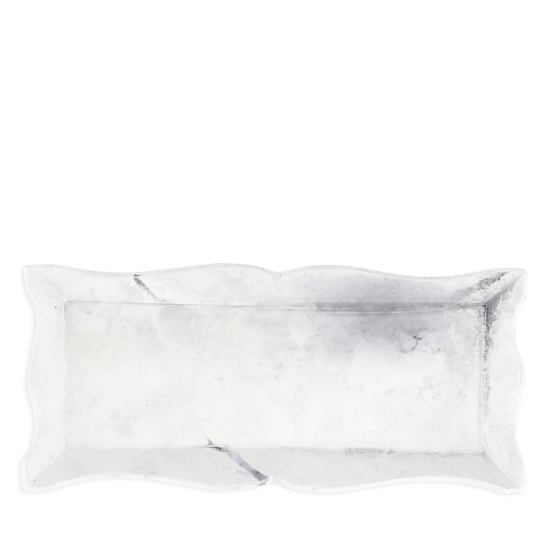 Vietri Florentine Wooden Accessories Marble Look Small Rectangular Tray In White