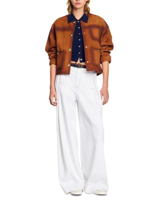 Everly Pleated Wide Leg Jeans in White