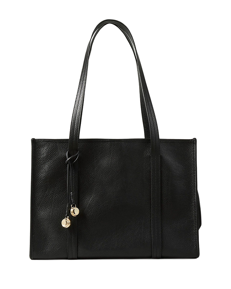 Sandro Soft Leather Shopping Bag In Black