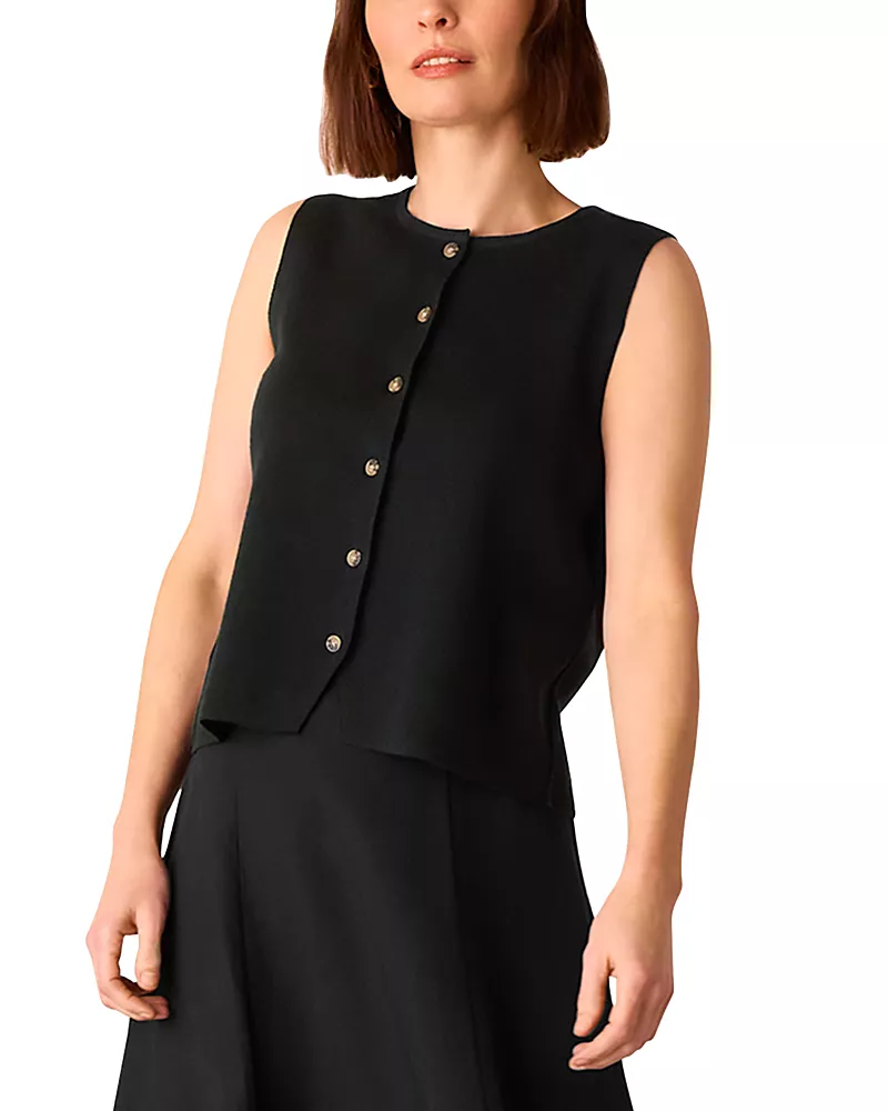 Whistles Lucy Button Front Knit Tank Top