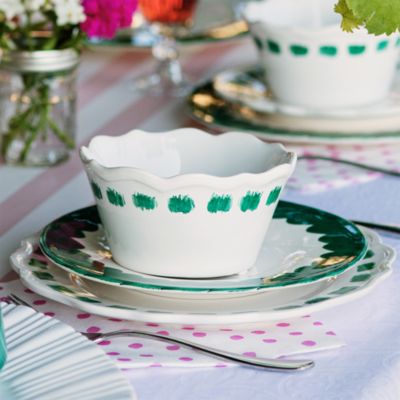 Lisbon Green Brushstroke Salad Plate