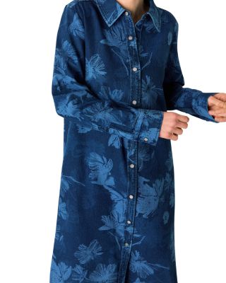 Chalk Print Denim Shirt Dress