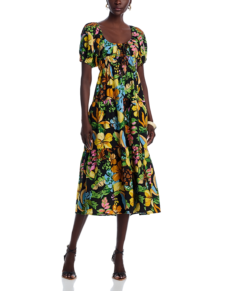 AQUA FLORAL MIDI DRESS - EXCLUSIVE