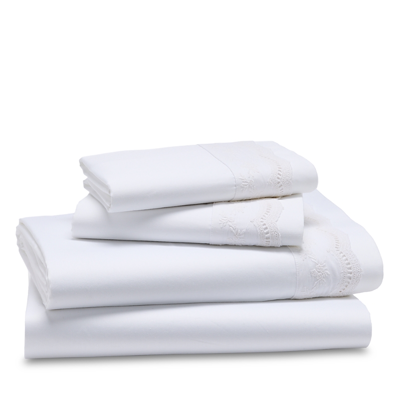 Aqua Lace Egyptian Cotton Sheet Set, Queen - Exclusive In White/lace