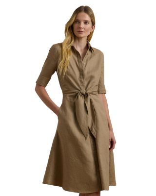 Ralph Lauren - Tie Front Linen Shirt Dress - Petite, Regular & Plus