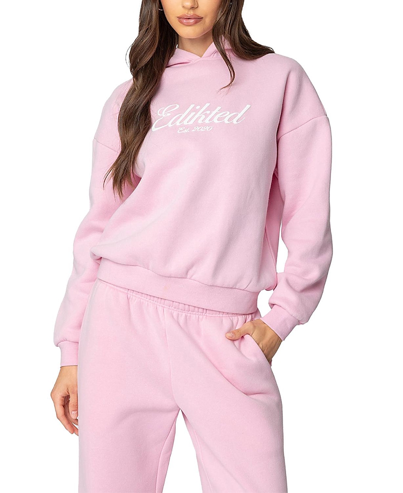 Edikted Logo Hoodie In Pink