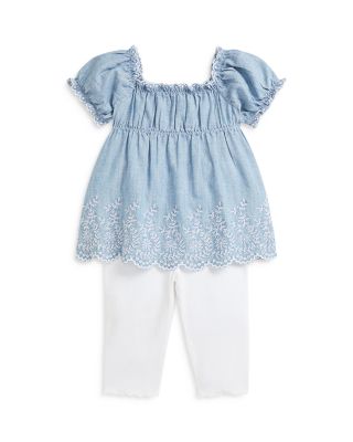 Ralph Lauren - Girls' Cotton Chambray Top & Jersey Legging Set