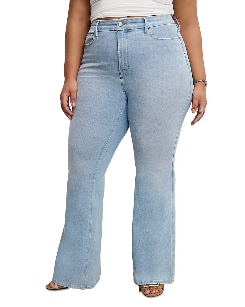 Good American Soft Tech Good Legs Flare Jeans In Indigo841 In Indigo