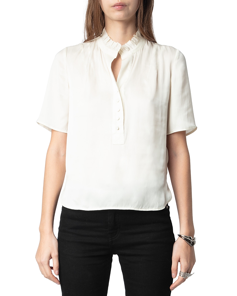 Zadig & Voltaire Topher Satin Blouse In Flake