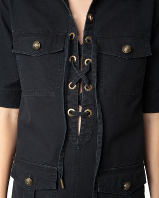 Record Military Cotton Mini Dress