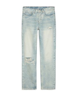 John Distressed Straight Fit Jeans in Light Blue