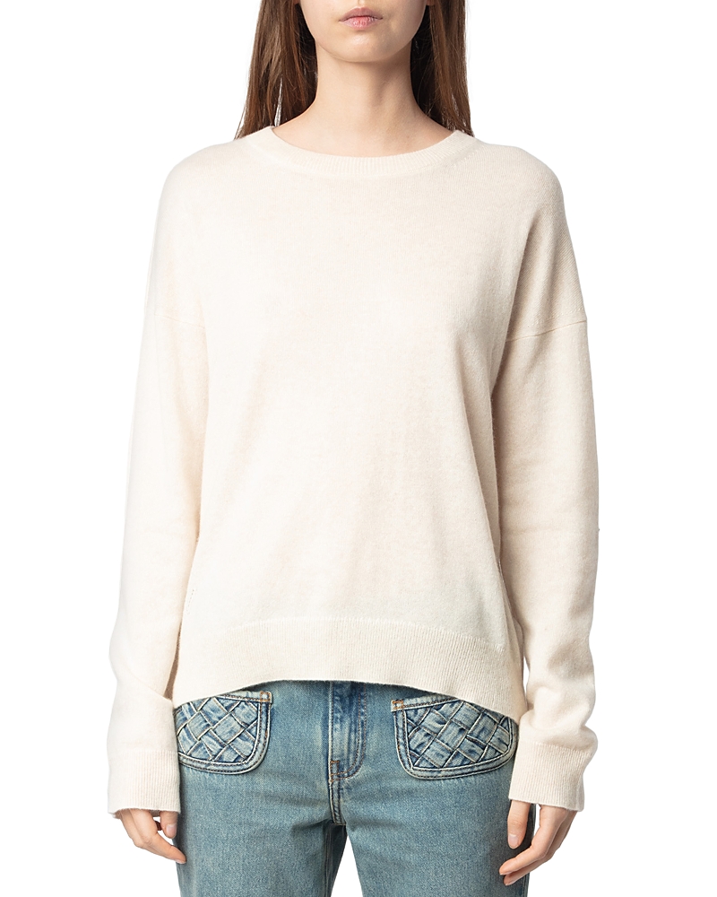 Zadig & Voltaire Cici Star Elbow Patch Sweater In Ecru