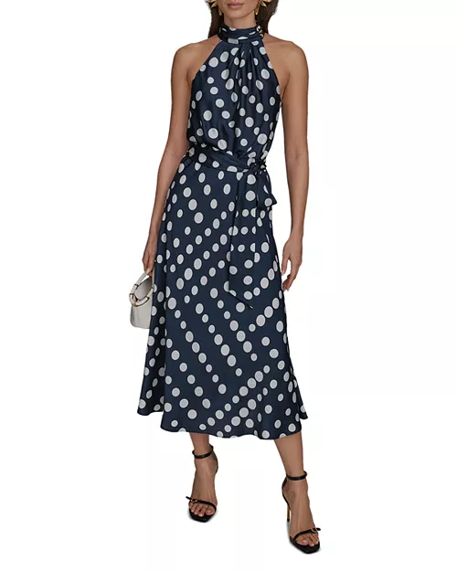halter neck midi dress