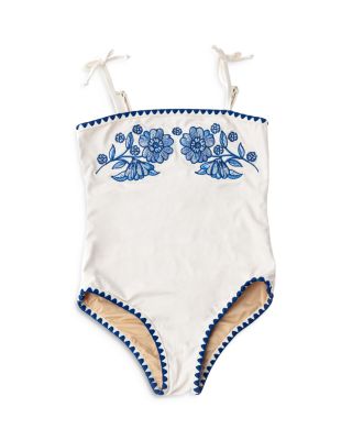 Shade Critters - Girls' Floral Embroidered One Piece Swimsuit - Little Kid