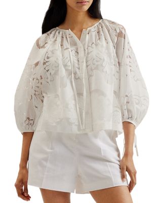 Lace Puffed Sleeve Blouse