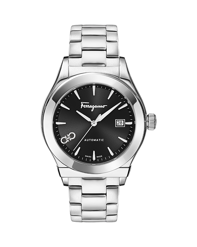 Ferragamo Men's Swiss Automatic 1927 Stainless Steel Bracelet Watch 42mm In Black/silver