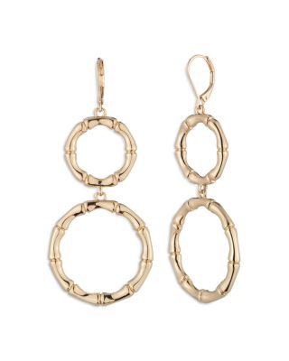 Bamboo Double Circle Drop Earrings, 3"L 