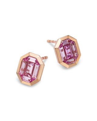 Pink Sapphire Stud Earrings in 14K Rose Gold