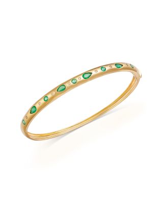 Bloomingdale's Fine Collection - Emerald & Diamond Bangle Bracelet in 14K Yellow Gold