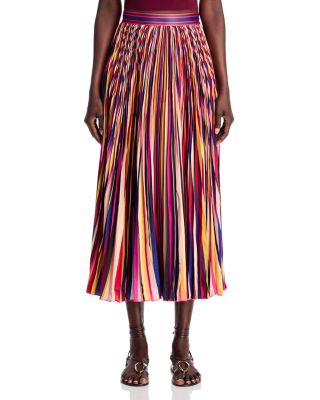 Diagonal Stripes Multicolor Midi Skirt